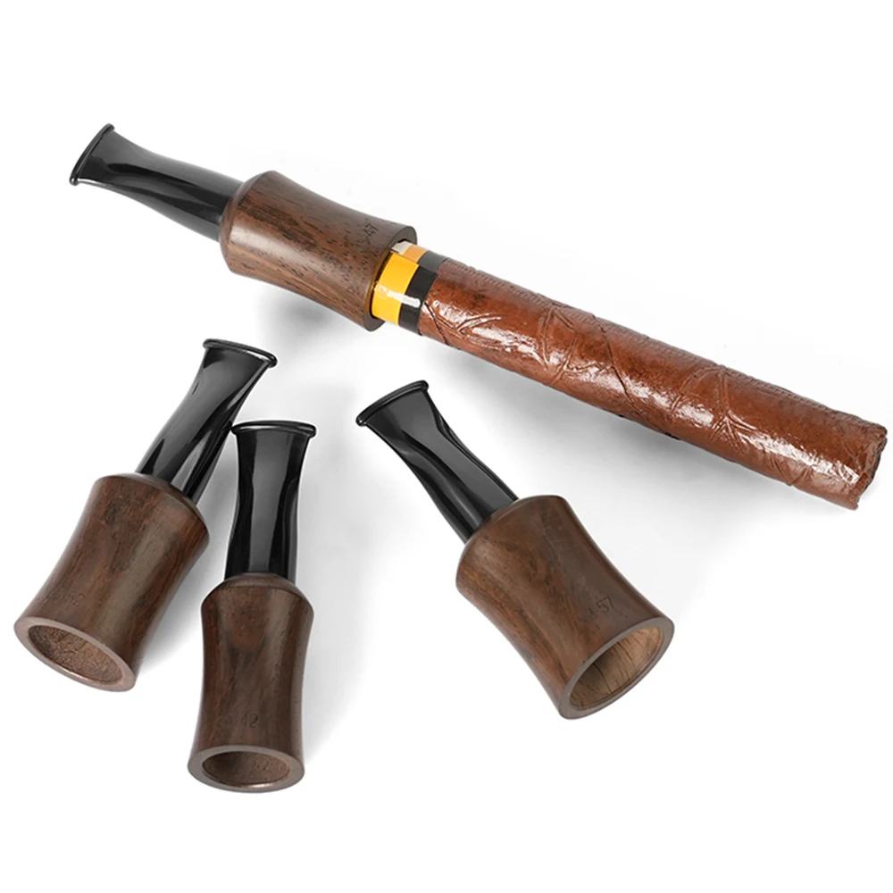 JIBILL 1pc ebony cigar mouthpiece， 38-42 ring， 43-47 ring ，48-52 ring， 53-57 ring ，extended cigar handle for 9mm filter element