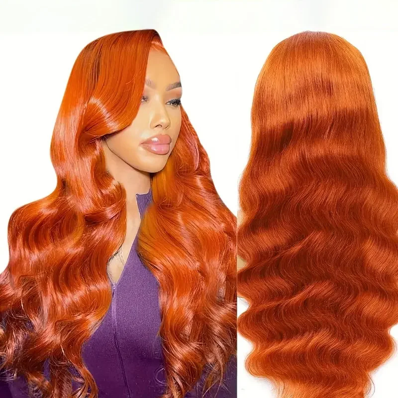 

30 Inch Body Wave Ginger Orange 13x6 Hd Lace Front Wigs 200 Density Colored Preplucked Wig 13x4 Lace Frontal Wigs For Women