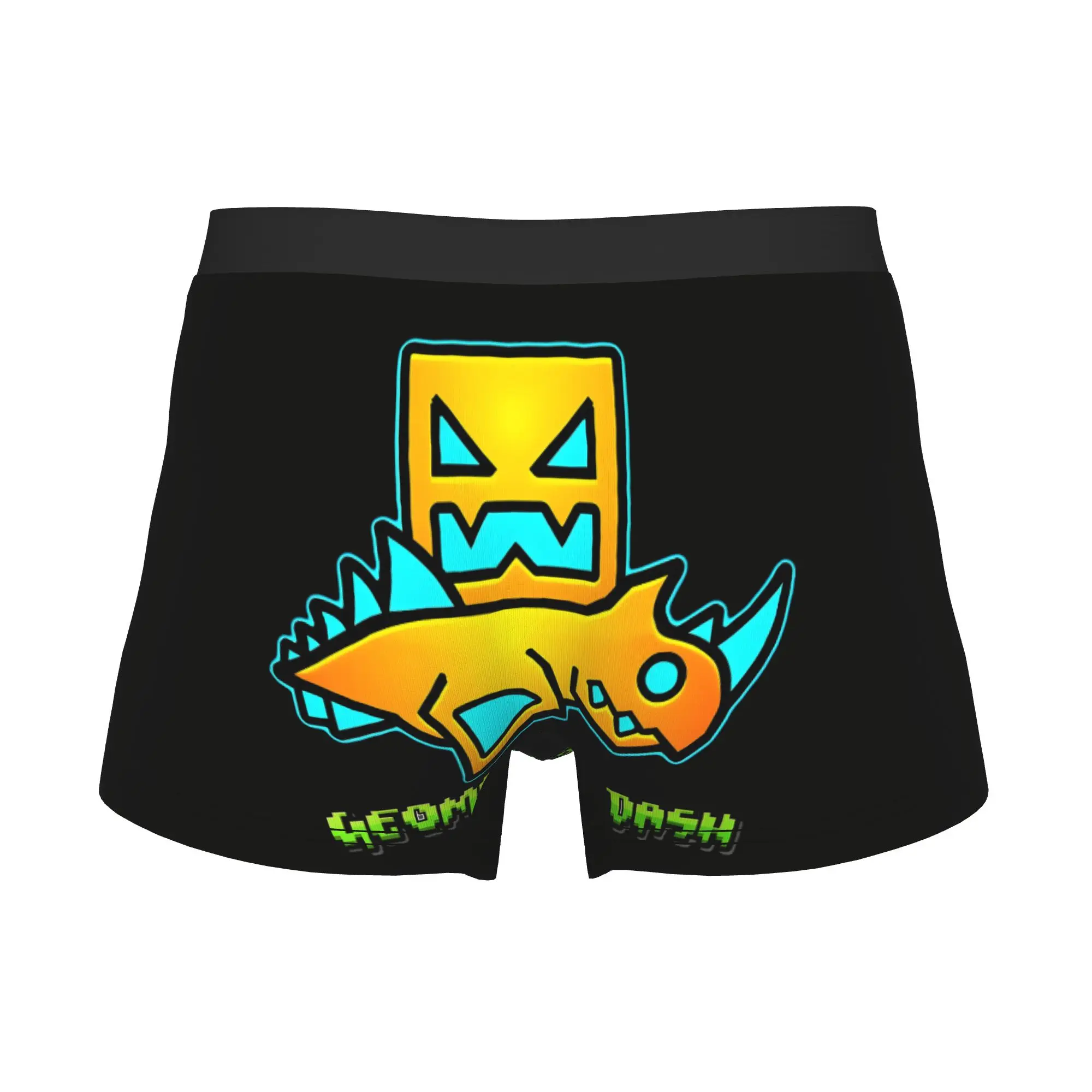 Male Cool Cube Dinosaur Underwear Geometry Dash Boxer Briefs Breathable Shorts Panties Underpants