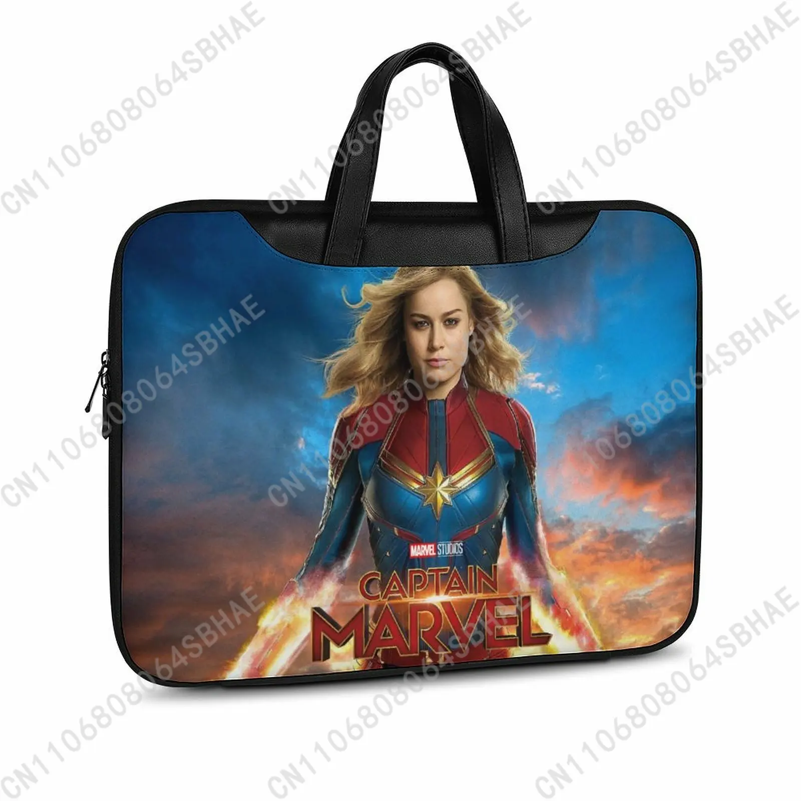 

Marvel Captain Marvel Custom Leather Briefcase Men Woman Laptop Bag Business Retro Genuine Leather Computer Cosplay