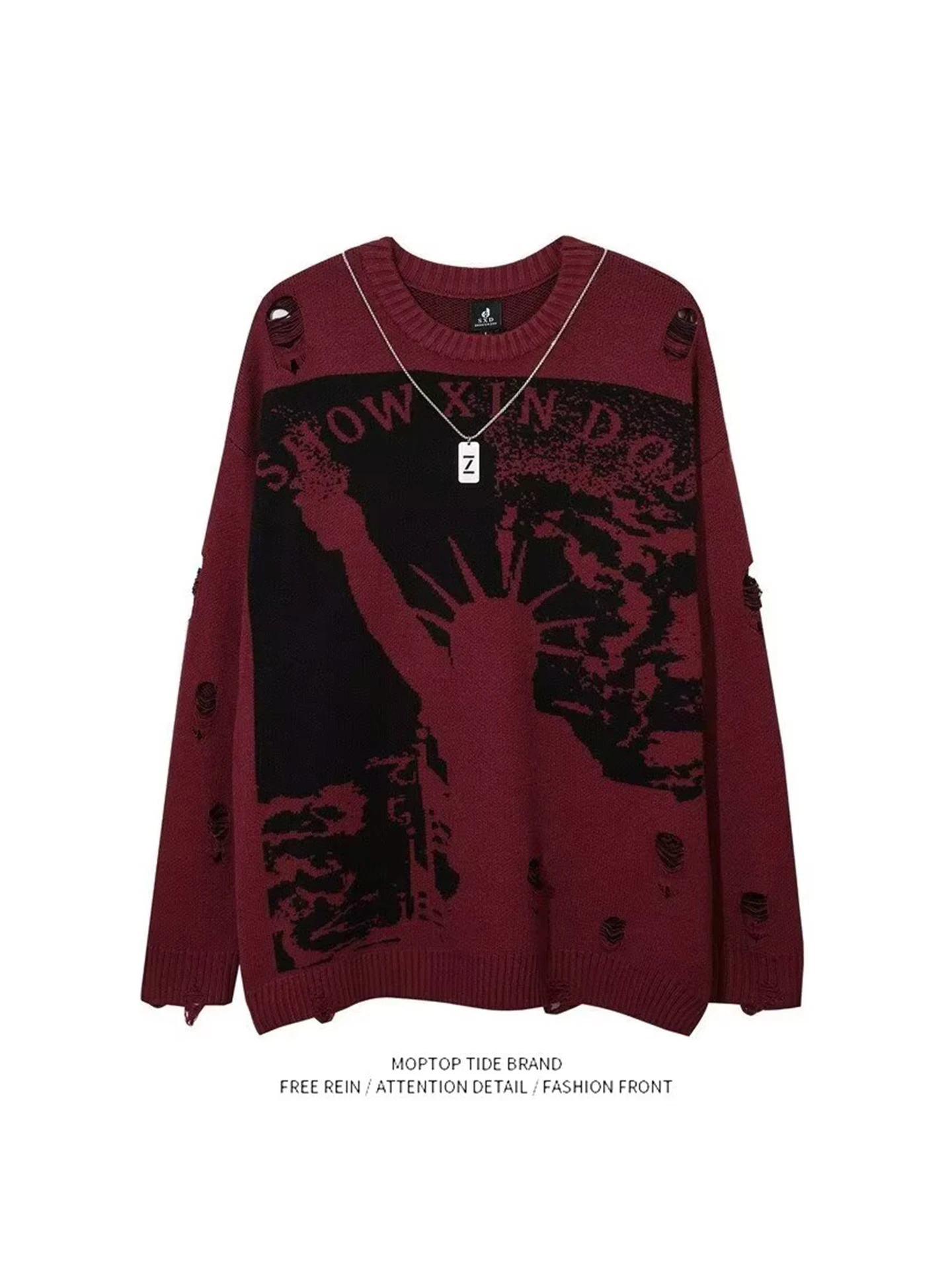 

Модный повседневный вязаный свитер с дырками, толстовка с капюшоном для ленивого Sle, американский пуловер для отдыха, молодежный активный Sle, осенний сезон