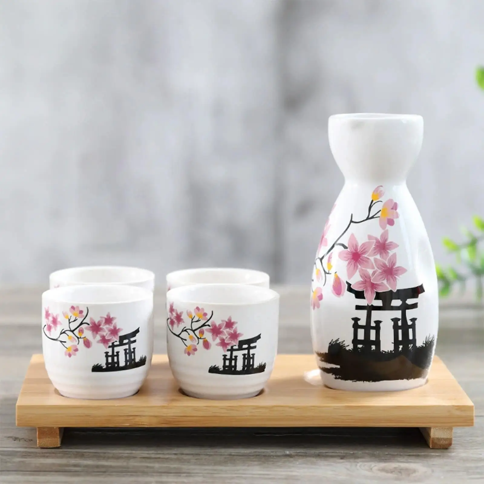 일본식 사케 세트, 꽃무늬 와인 카라페와 4개의 술잔, - Home Bar Set 리뷰 및 가격