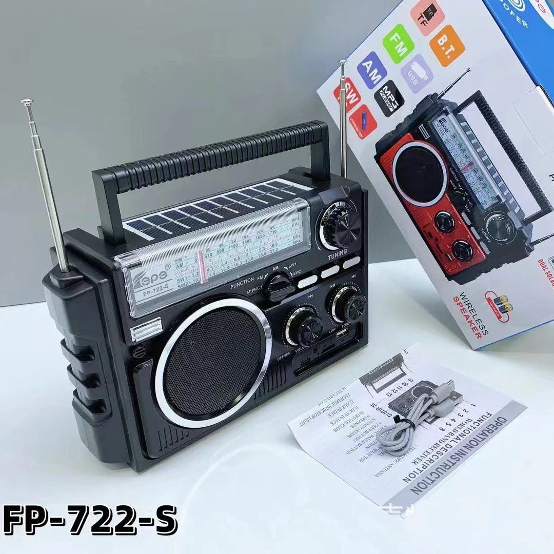 

Новый солнечный беспроводной Bluetooth-динамик, уличный портативный Am FM Sw1-2, многодиапазонный ретро-радио, мини-сабвуфер, карта USB AUX, музыкальный плеер