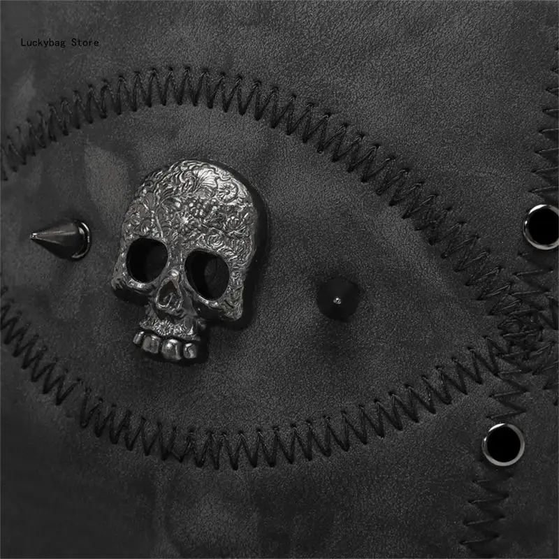 Steampunk Top Hat for Women Halloween Party Costume Cosplays Gothics Accessory Black Hat for Men with Skull Rivet Decors