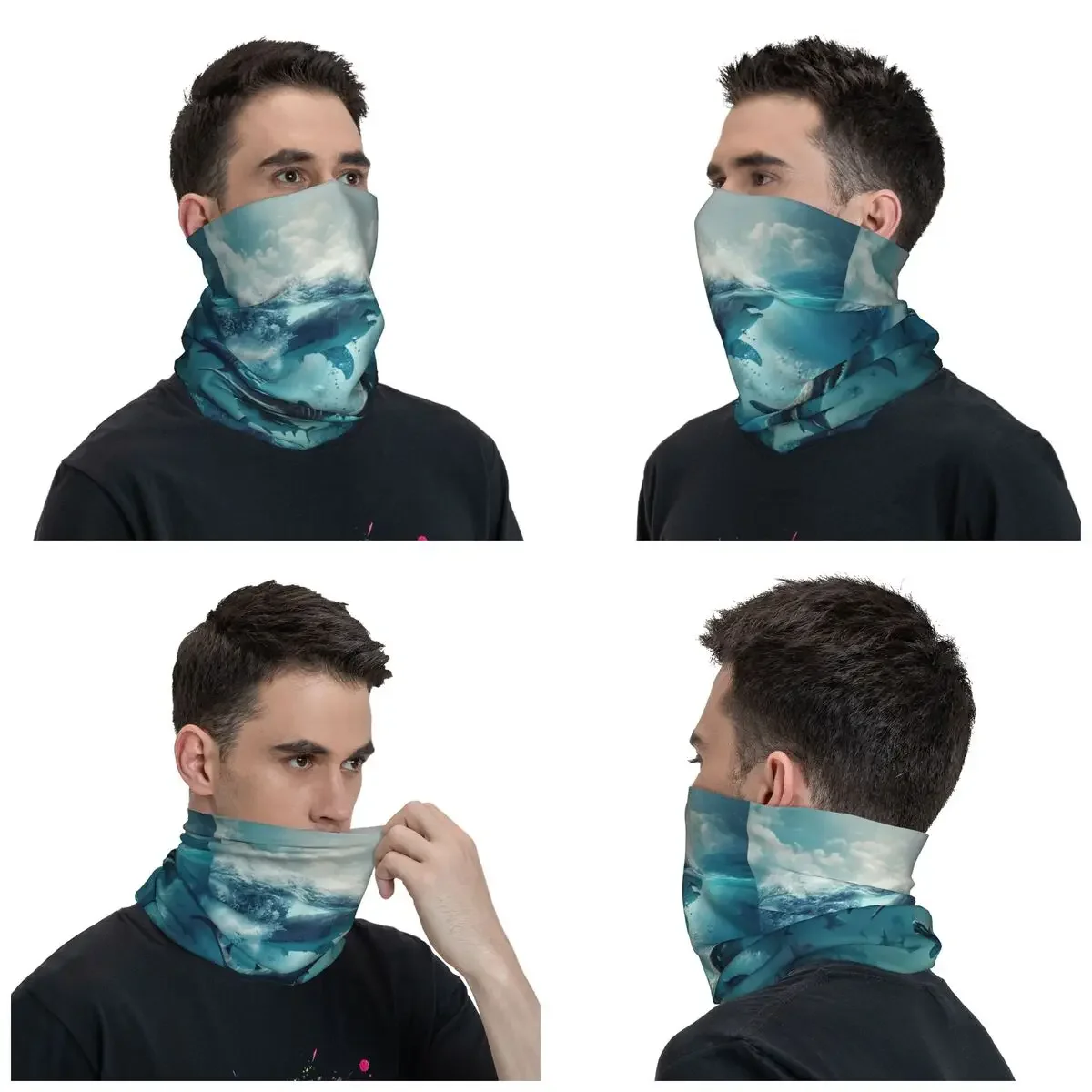 New Ocean Animal Shark Bandana Neck Gaiter for Ski Running Women Men Wrap Scarf Balaclava Warmer