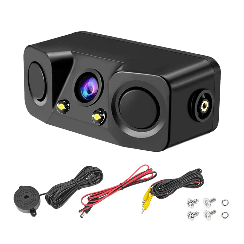 3 In 1 Radar Parking Sensor Kit Alarm Electronic LED Display System Ultrasonic Reversing Camera Built-in Speaker Reversing Radar