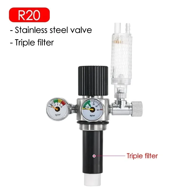 Filtro generador de CO2 para acuario, medidor individual/doble de acero inoxidable, filtro de fibra de carbono CO2 para tanque de peces, accesorios de elemento filtrante