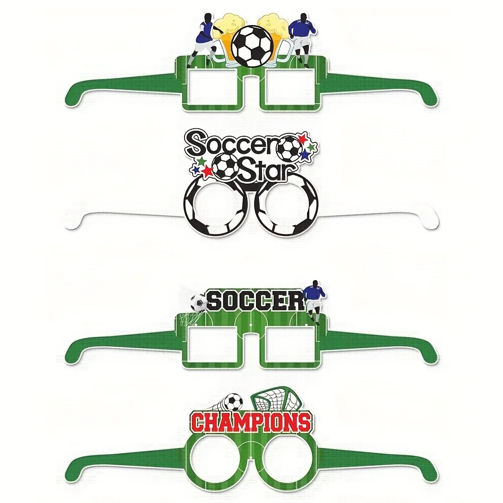 8 Stück kreative Papierbrillen mit Champion-Fußball-Motiv, Dekoration für Geburtstagsfeiern, Foto-Requisiten, Sport-Mottoparty-Geschenke, geeignet für Halloween, Weihnachtsveranstaltungen und