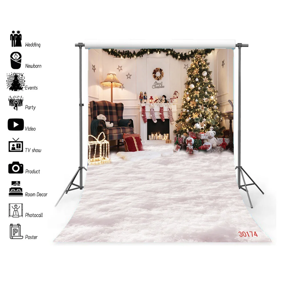 

SHENGYONGBAO Christmas Tree Photography Backdrop Snow Gift Party Decor Kids Banner Background Holiday Photo Studio Prop DNS-12