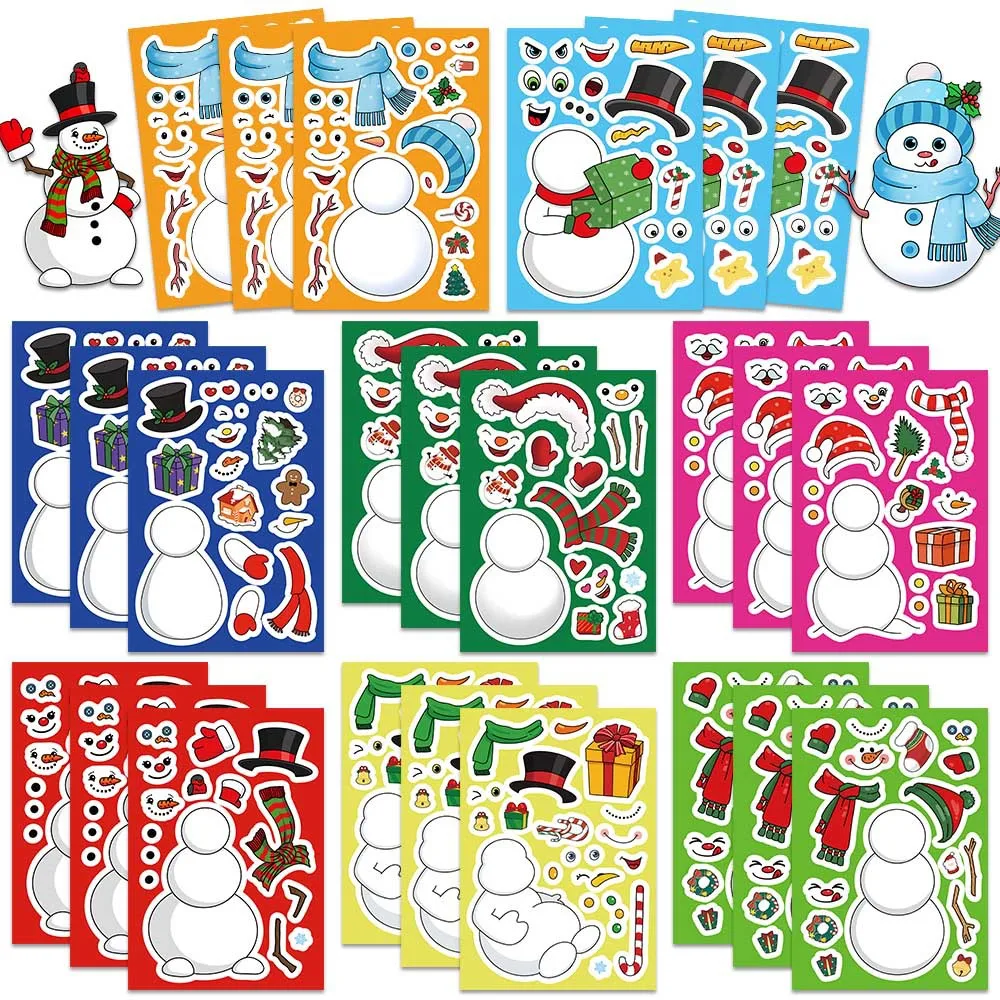 

8/16Sheets Cartoon Cute Christmas Snowman Graffiti Collage DIY Decoration Mobile Phone Case Laptop Water Cup Toy Gift Sticker