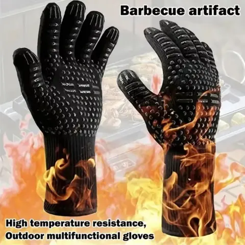 One Piece BBQ Gloves High Temperature Resistance Oven Mitts 500 800 Degrees Fireproof Barbecue Heat Insulation Microwave Gloves