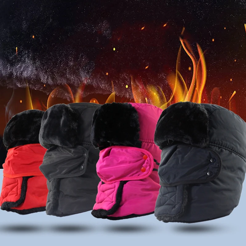Russo Colbacco Inverno Caldo Addensare Pelliccia Sintetica Neve Sci Bomber Cappello Uomo Donna Ear Flap Cap Sci Morbido Cofano Termico Cappelli All'aperto