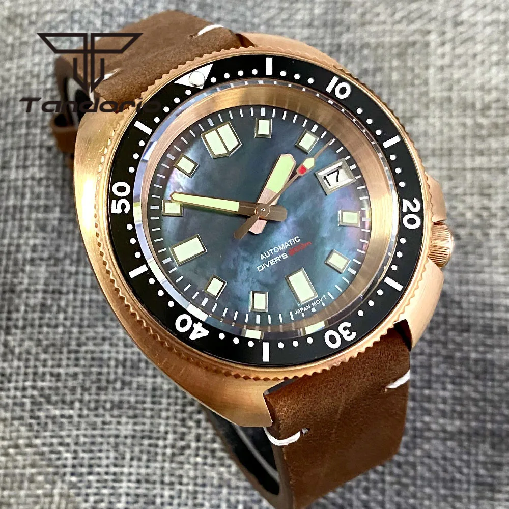 Tandorio Real Cusn8 Bronze NH35A 44mm 200m Automatic Dive Watch for Men Luminous Shell Dial Sapphire Glass Date Screwdown Crown