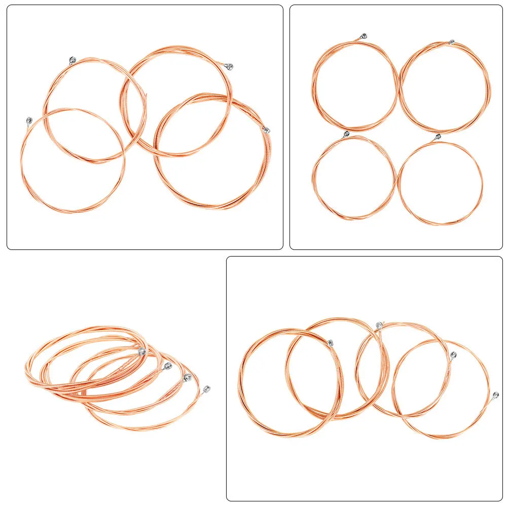 4pcs Bass Strings For Wooden Bass Replacement Metal Alloy Hexagonal Instrument Strings Wear-Resistant Sturdy Lightweight