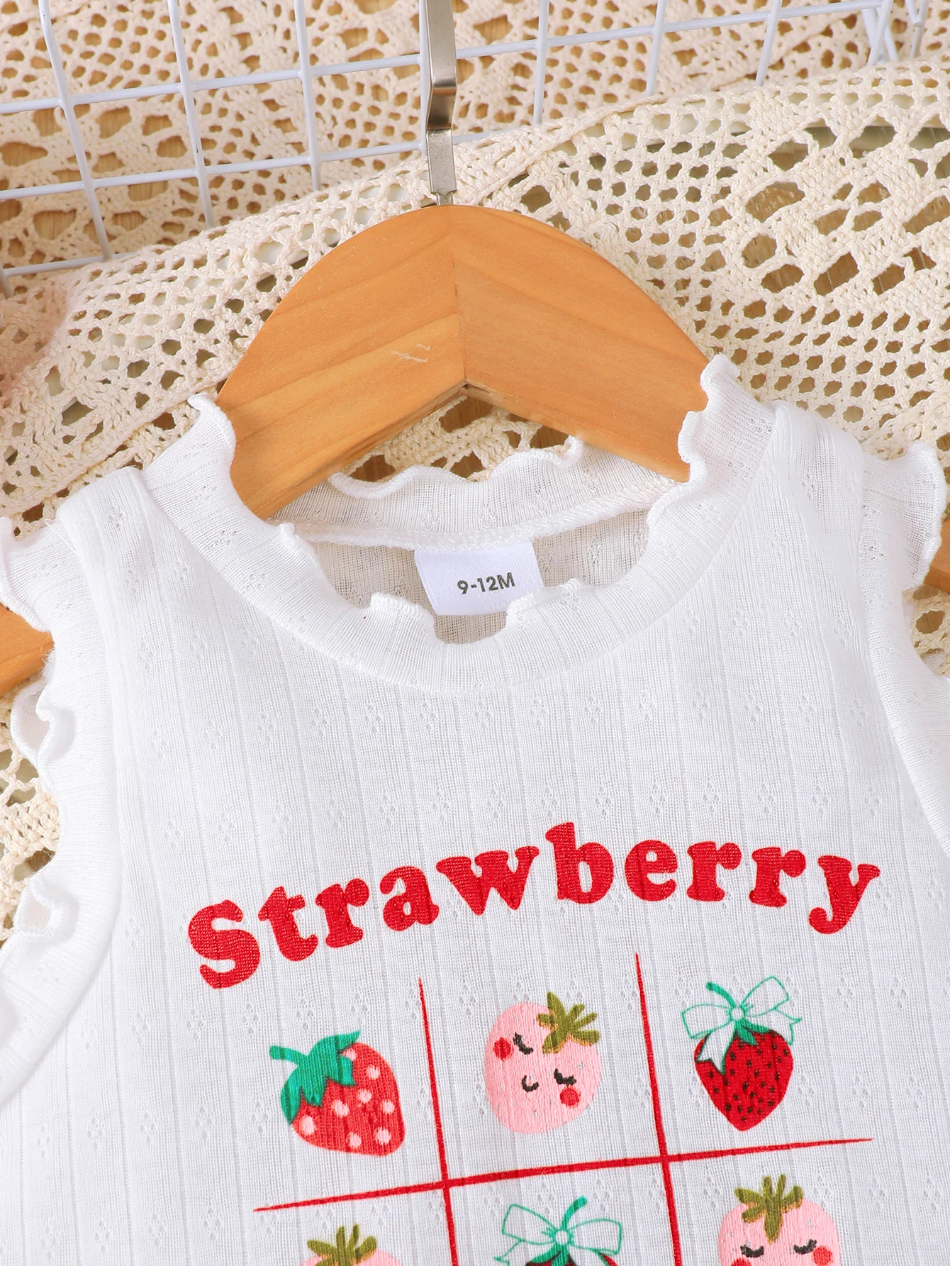 Summer  0-3  Years  Old  Infant  Baby  Girls    Fruit   Print  Sleeveless  Top  And  Plaid   Shorts   2-Piece  Set