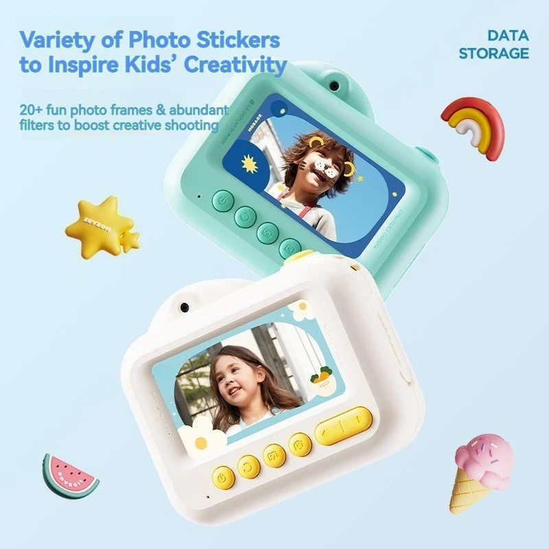 Cartoon Fun Dual Lens Pocket Camera HD Front & Rear Cam Video Camcorder,64GB TF Card Full Accessories Exquisite Gift Box