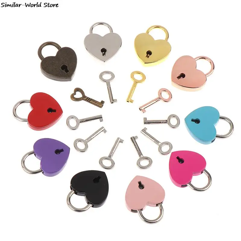 

1 компл. Замки в форме сердца, фурнитура для багажа, замки с ключом для путешествий, дневник, книжка, чемодан, рождественский подарок