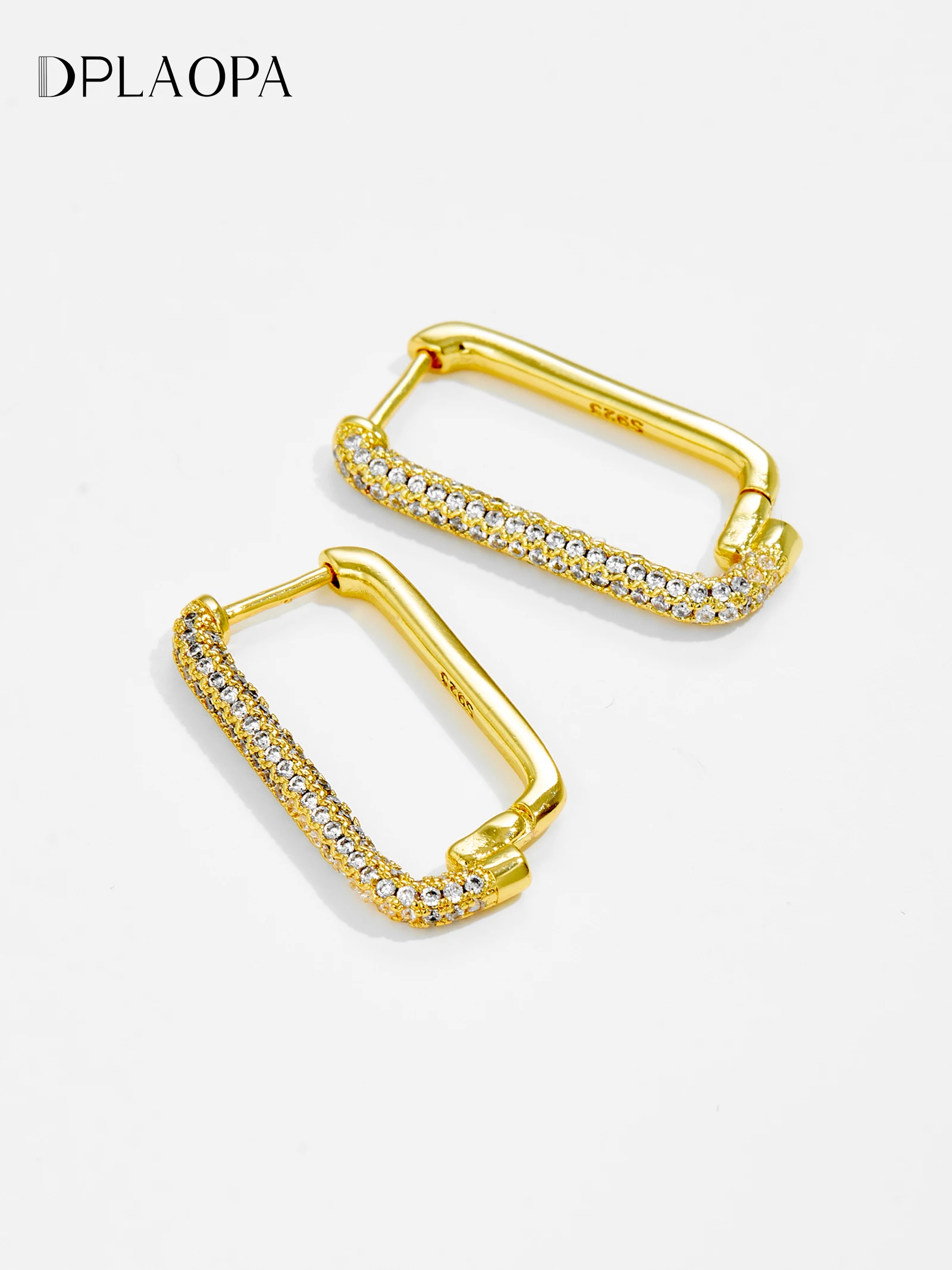DPLAOPA Kobiety 925 Sterling Silver Irregular Big Hoop Earring CZ Zircon 2025 Luksusowy modny piękny codzienny prezent Biżuteria Prezent