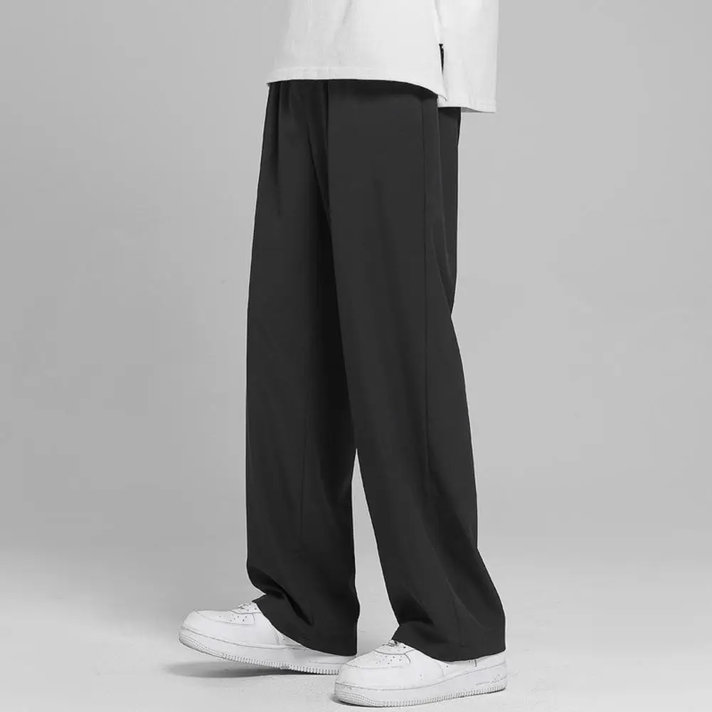 2024 Men Draped Pants Lace Up High Waist Wide Leg Pants Solid Color Drawstring Waist Straight Sports Casual Pants Men Trousers