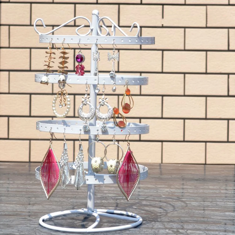 

Metal Earrings Jewelry Hanging Jewelry Display Display Stand White Rotating Hanging Storage Organizer for Accessories