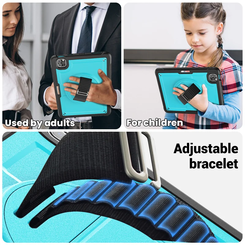 Etui na iPada Air 11 4. 5. 10,9 cala Wstrząsoodporna podstawka Pokrowiec na iPada 10.2 9. 8. 7. 10. generacji Pro 11 2024 Etui Funda+Pasek — zdjęcie 7