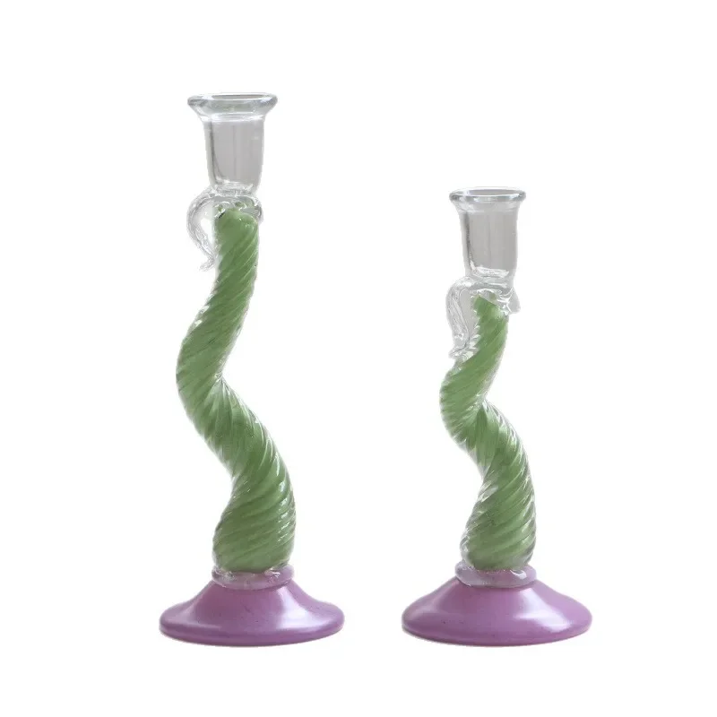 French relief glass candle holder, replicating the ancient high-footed dining table atmosphere candle holder home