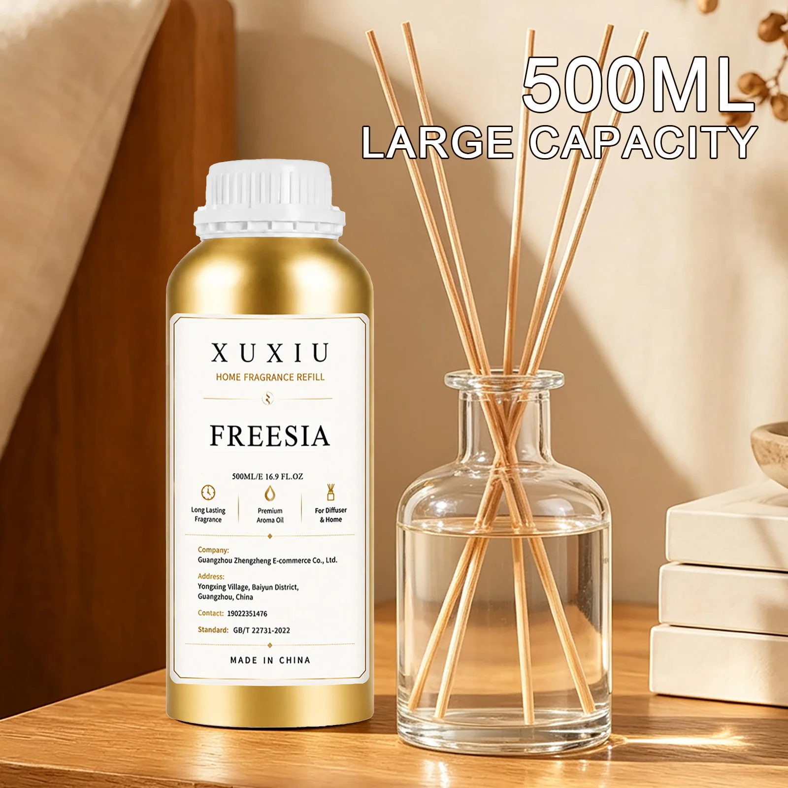 500 milliliters of flameless fragrance oil, providing long-lasting fragrance, suitable for hotels, homes and aroma diffusers.