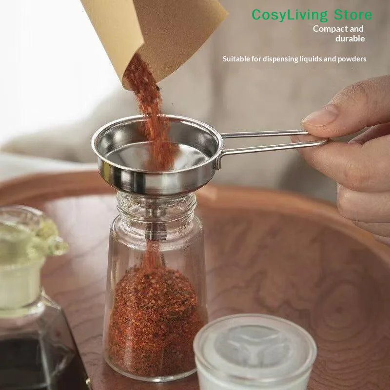 [CL]Stainless Steel Funnel With Handle Small Metal Funnel For Filling Bottles Liquor Wine Oil Coffee Beans Kitchen Gadget[CL]