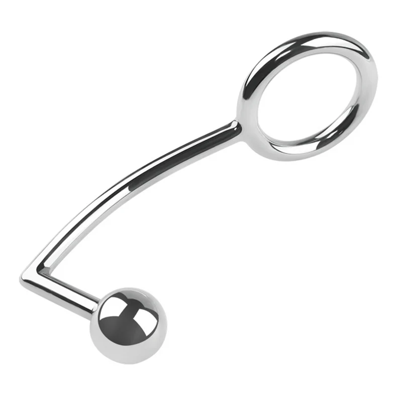 Metal Anal Hook Male Chastity Cock Ring with Anal Plug Balls Butt Plug Adultos Sex Toys for Men Strap on Prostate Massager Tool