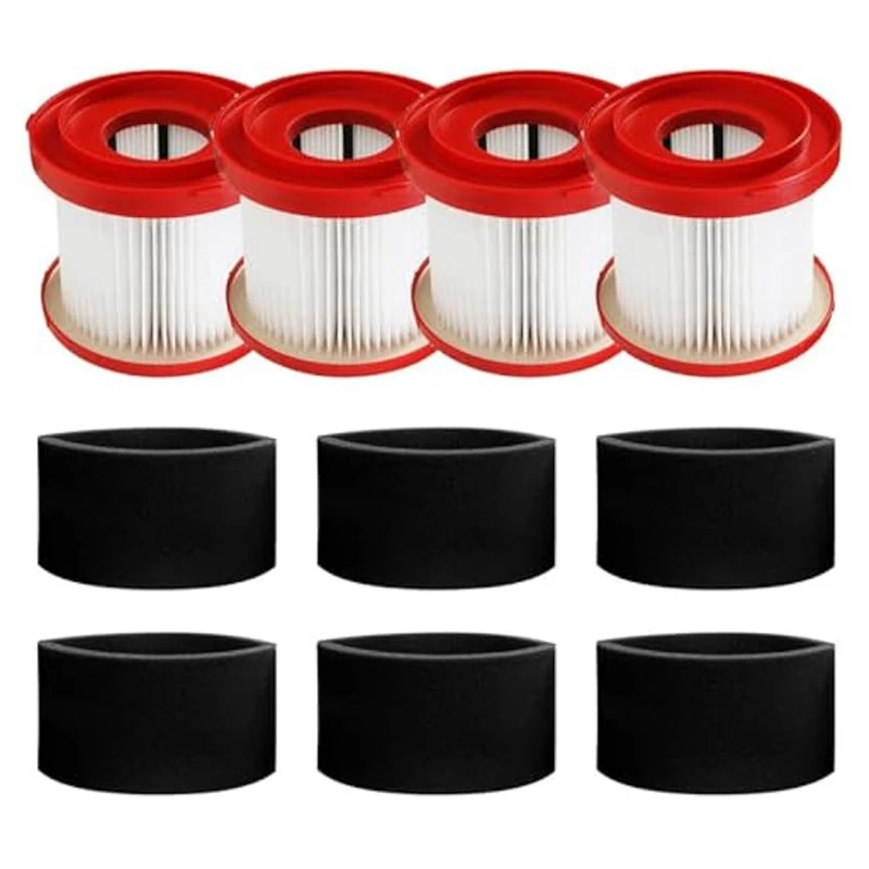 ABHG 4Pcs 49-90-1900 Filters And 6Pcs 49-90-2015 Sponge Filters For Milwaukee Wet Dry Cordless M18 2 Gallon 0880-20