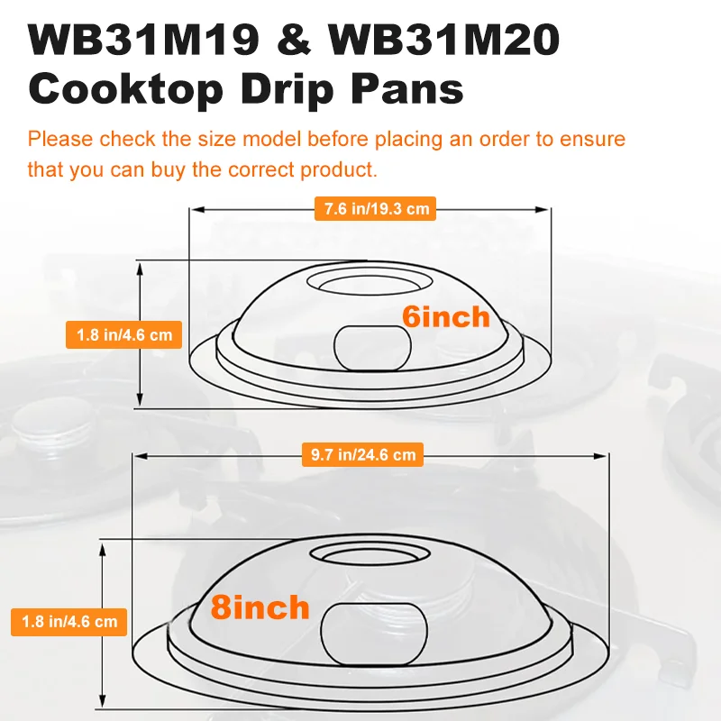 WB31M20 WB31M19 مقالي تنقيط من البورسلين الأسود مناسبة لـ GE Hotpoint Electric Rang موقد الموقد Fetechmate موقد كهربائي بالتنقيط