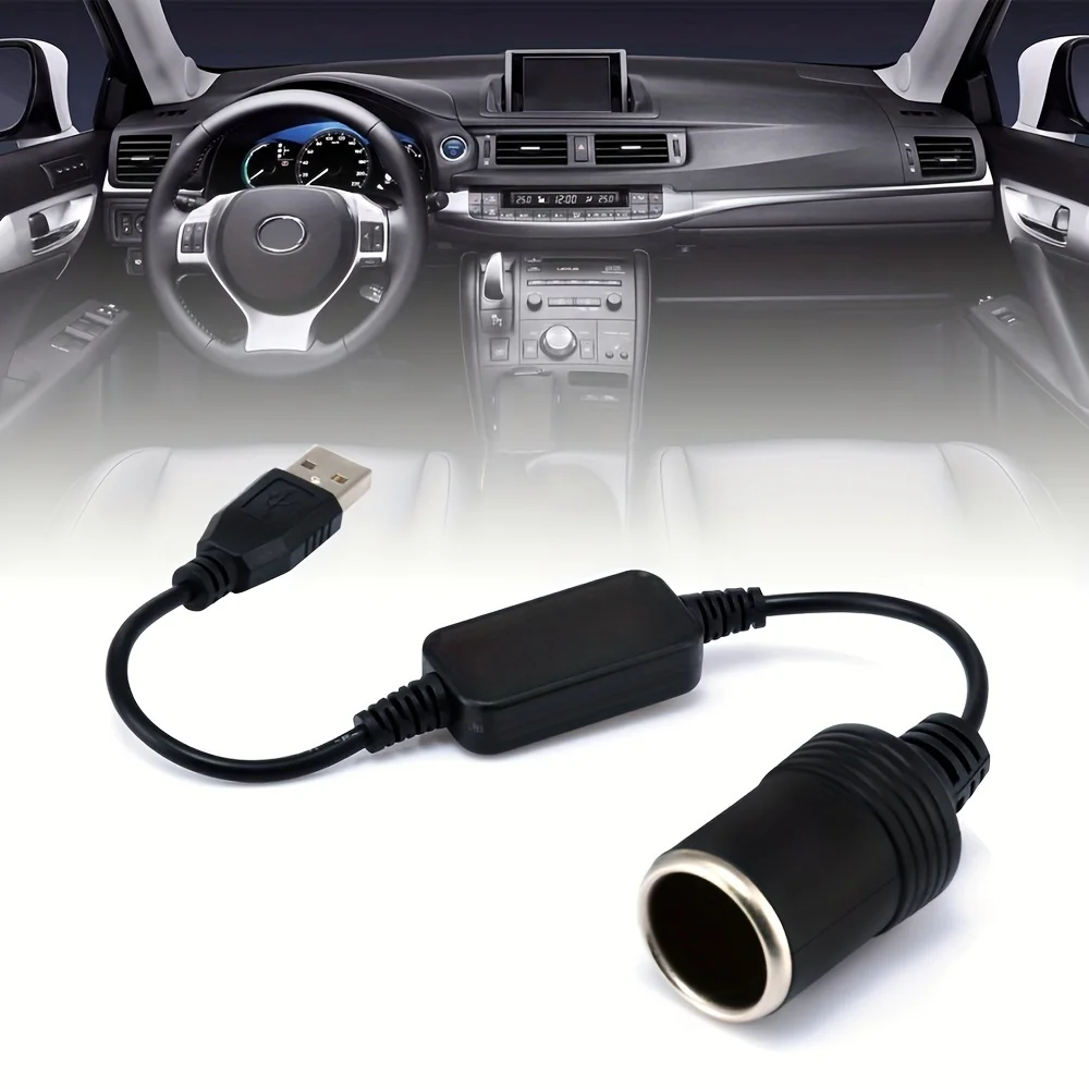 Car USB Boost Line 5V To 12V Cigarette Lighter Socket Charging Treasure Mobile Power Connection Driving Recorder Tools amabilis