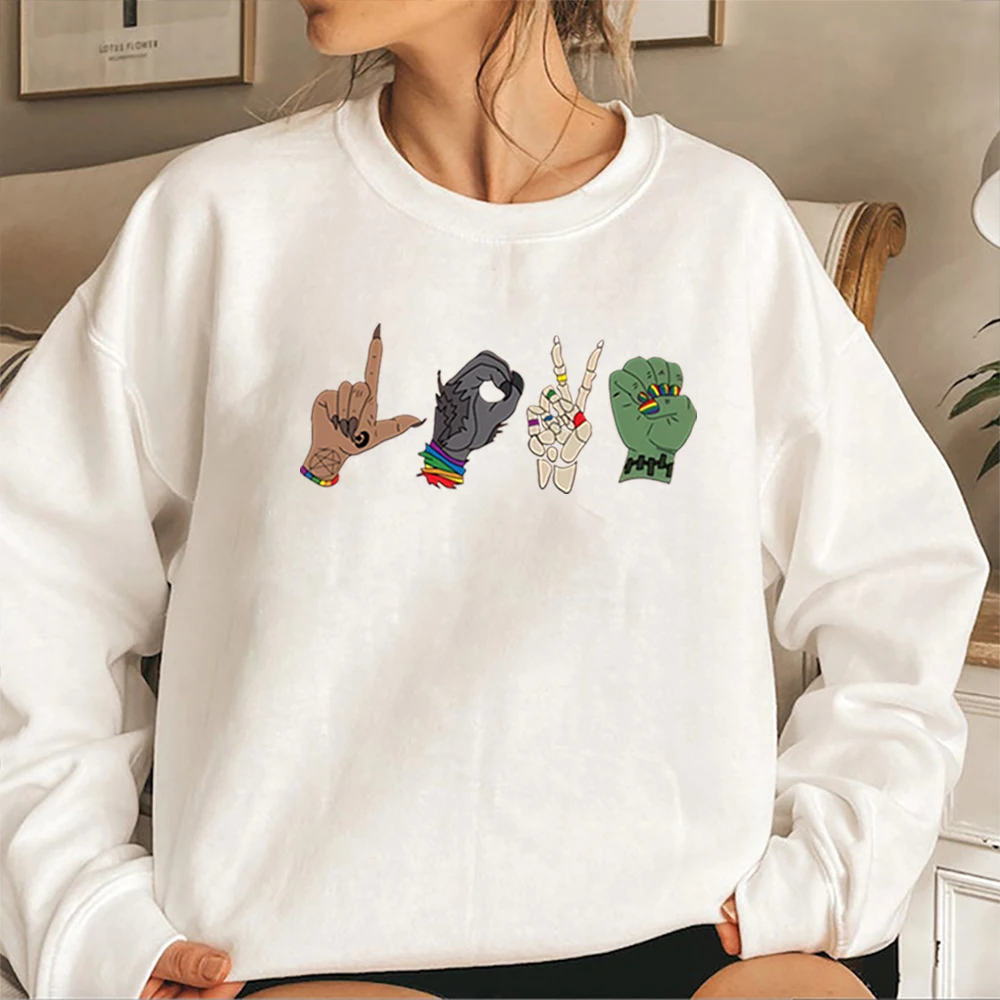 

Cool Monster Love LGBT Sweatshirt Halloween Hoodie Gay Hallo LGBTQ Pride Pullover Unisex Halloween Party Crewneck Sweatshirts