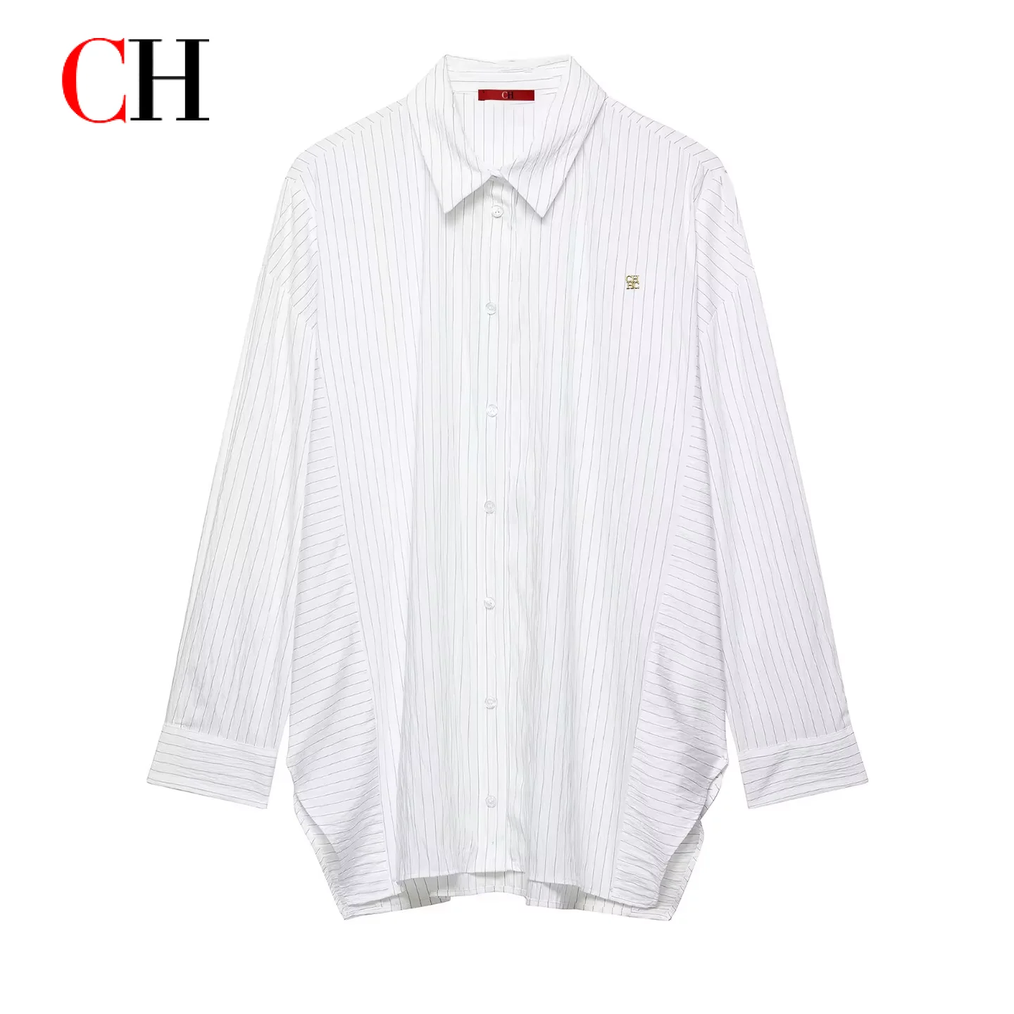 

Женская белая рубашка оверсайз в полоску, элегантная блузка с длинным рукавом и отложным воротником, свободный крой, повседневная офисная одежда