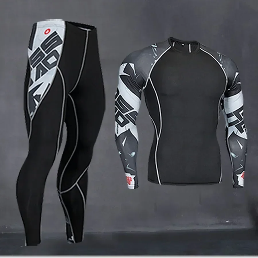 Thermal Training Running Men's Underwear Clothing Fitness Pants Shirt Long Compression Men