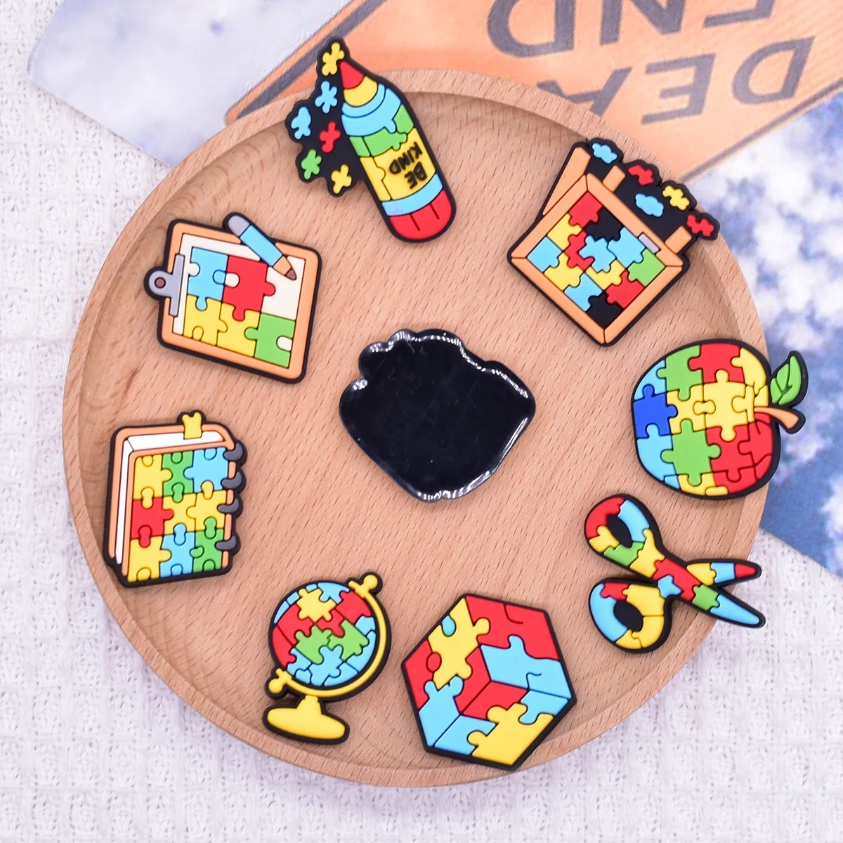 10-100pcs Colorful Pencil Bag Scissors Apple PVC Shoe Charms DIY Craft Accessories Sandals Shoes Buckle Decoration Party Gift