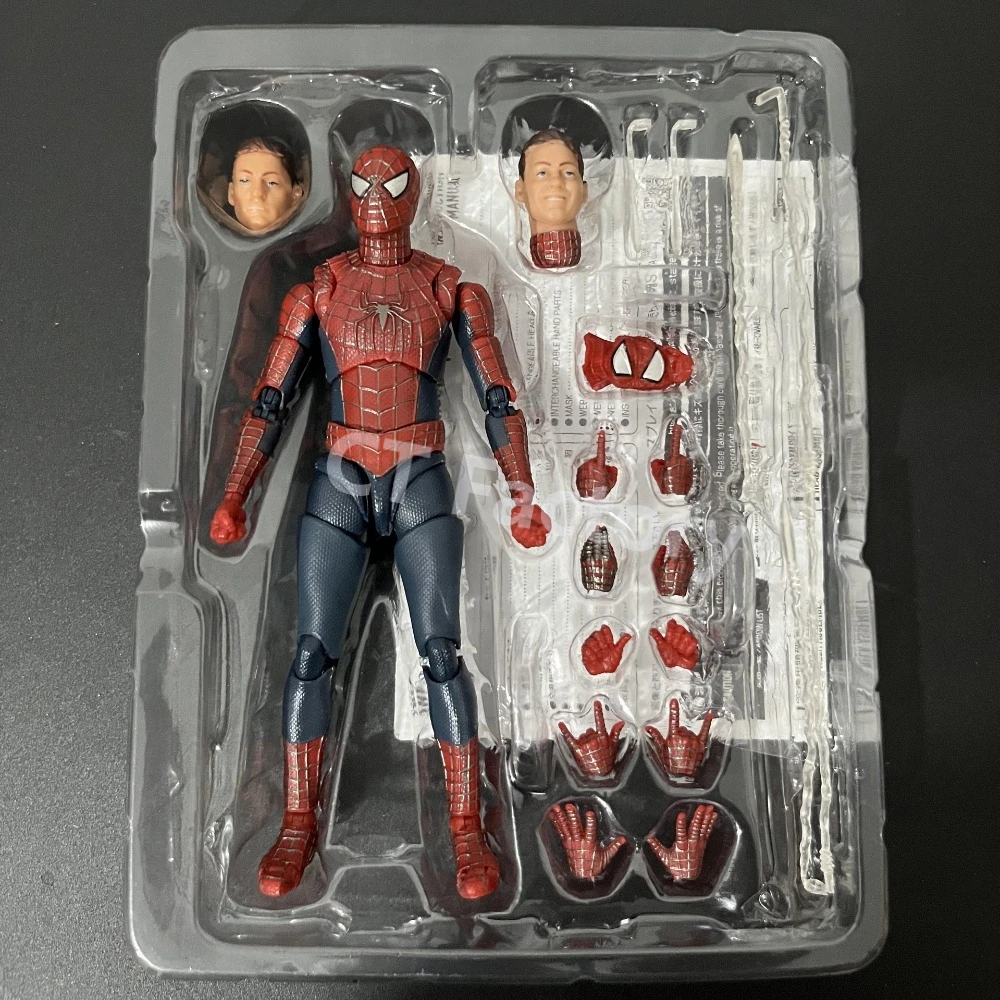 Figura de Ação Bandai CT Toys do Homem-Aranha, Traje Preto e Vermelho de Tobey Maguire, Modelo de Montagem em PVC de 14,5cm, Estátua de Filme de Super-Herói, Presente