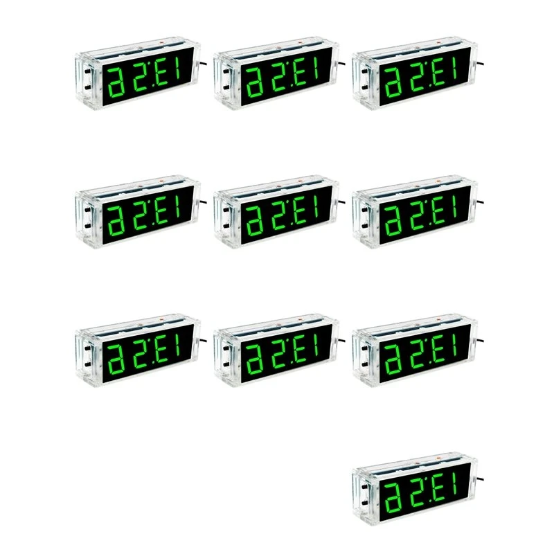 HOT 10X Digital Clock Kit Light Control 1 Inch LED Digital Tube 51 Microcontroller Electronic Clock DIY Parts With Shell~Jul.
