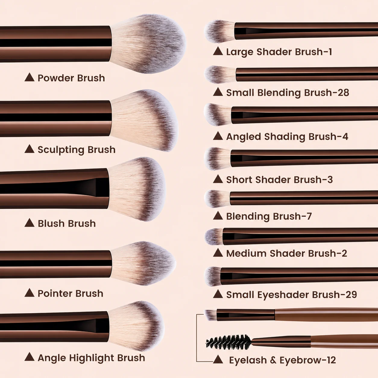 16PCS Premium Makeup Brush Set, Foundation, Detail, Eyeshadow, Blush & Powder Tools, Portable Travel Kit, Gift for Women & Girls