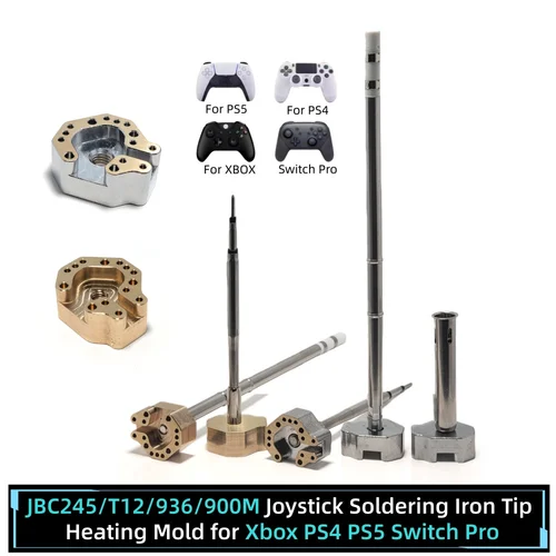 Imagen 1 del producto Herramientas de desmontaje y reparación de joysticks para controles de Xbox, PS4, PS5 y Switch Pro, puntas de soldador T12/JBC245/936, molde de calentamiento para soldar joysticks.
