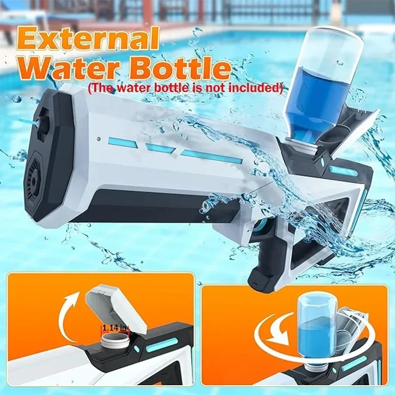 Pistola de almacenamiento de agua eléctrica automática para niños y adultos, juguete de agua, pistola de chorro, diversión de verano, juguete de