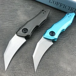 Pocket Folding Knife KS 7350 Launch 10 Outdoor EDC Hiking Camping Survival Tool D2 Stonewashed Blade Blue/Gray Aluminum Handle