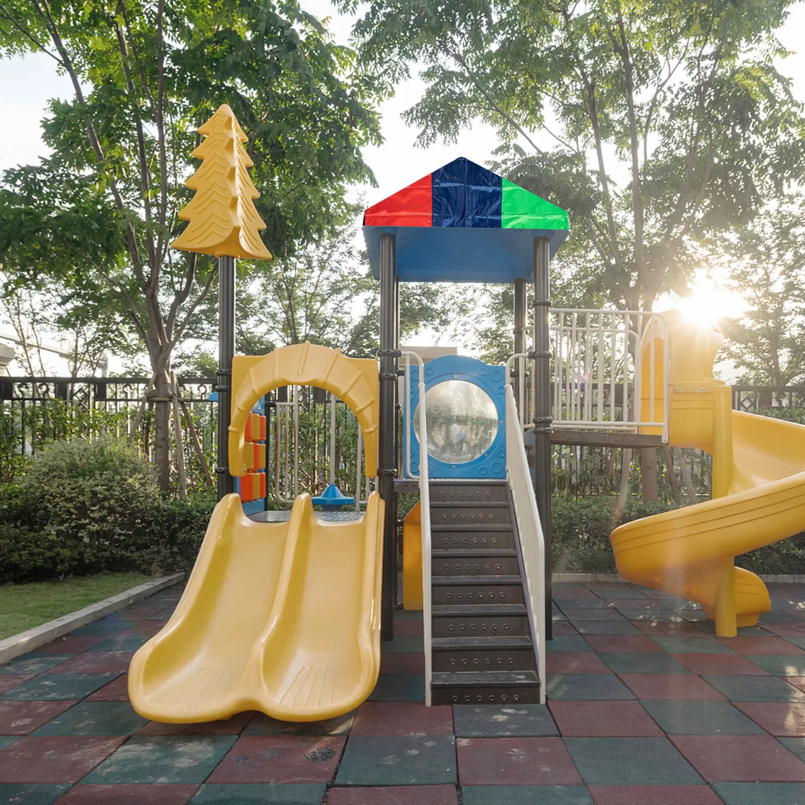 Swing Set Replacement Tarp Silver Coated Waterproof Tear Resistant Outdoor Playset Cover Sun Protection Weatherproof Canopy