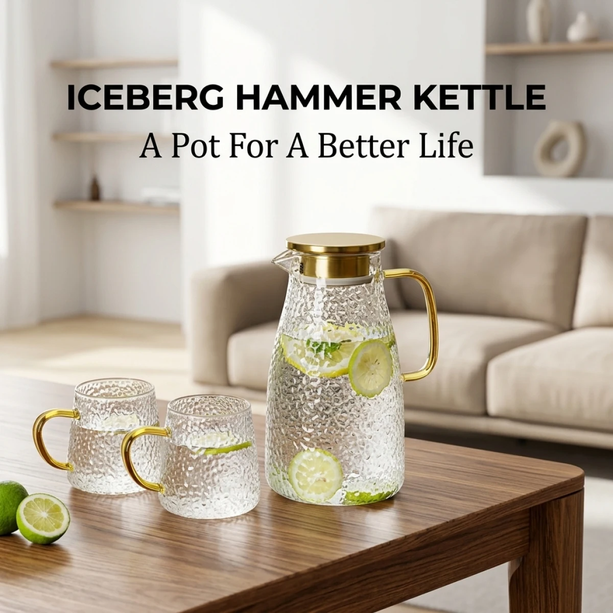Iceberg Hammer Kettle – Explosion-Proof Glass, Fast Water Flow, Perfect for Tea/Coffee, Kitchen Must-Have