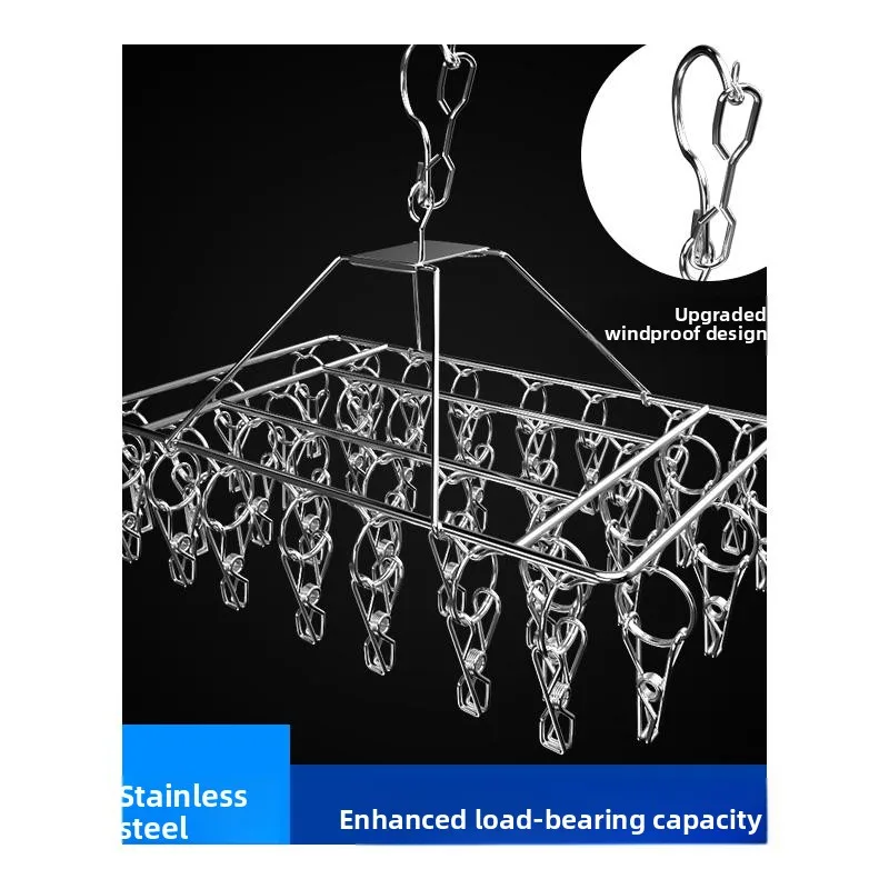 حبل غسيل من الفولاذ المقاوم للصدأ 304، رف تجفيف جوارب متعدد المشابك، أداة تبريد وتعليق الملابس الداخلية للاستخدام المنزلي، لل... #5