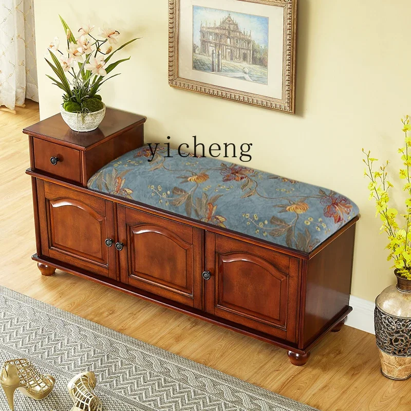 ZZTQH fabric shoe changing  multi-functional storage stool foyer entrance  European door shoe stool