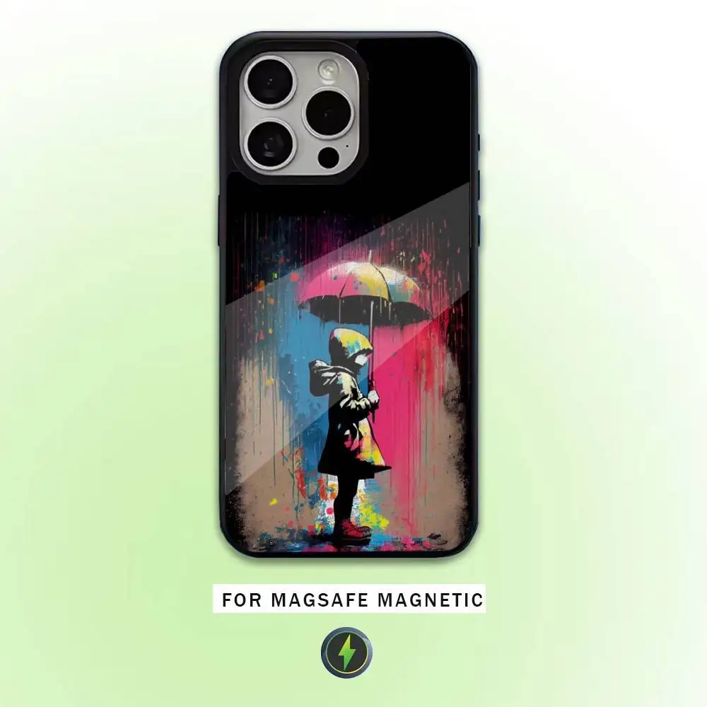 G-Graffiti Artist B-Banksy Phone Case  For iPhone17,16,15,14,13,12,11 Plus,Pro Max Magnetic Magsafe Wireless Charging