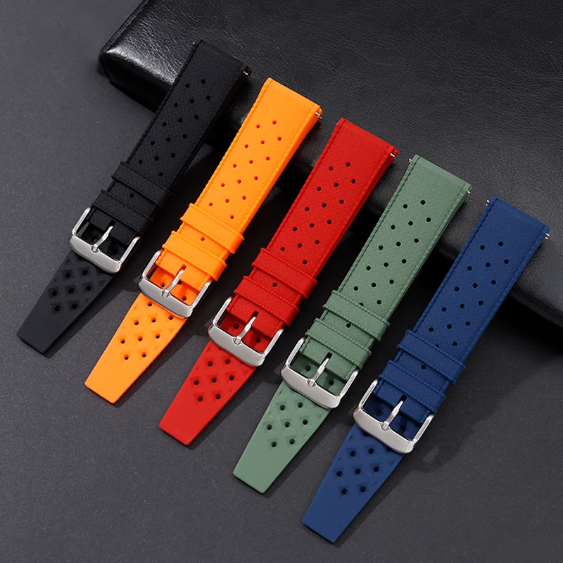 Breathable Silicone Watchband Quick Release Rubber Watch Straps 18mm 20mm 22mm Tropic Waterproof Smartwatch Strap