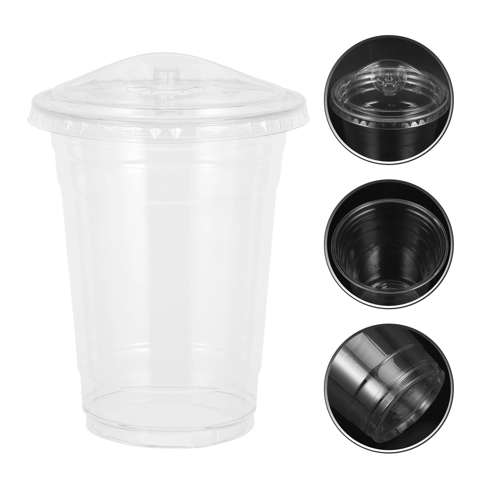

100Pcs Transparent Plastic Milk Tea Cups Lids Disposable Smoothie Cold Drink Cups Coffee Juice Party Bubble Tea Cup