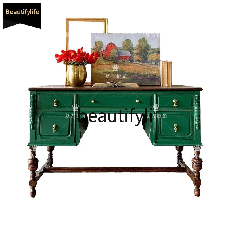

French Retro Solid Wood Entryway Vintage Chest of Drawers Wall-Mounted Decorative Cabinet Storage Organizer